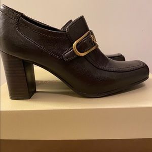 Franco Sarto Brown Buckled Heel Bootie